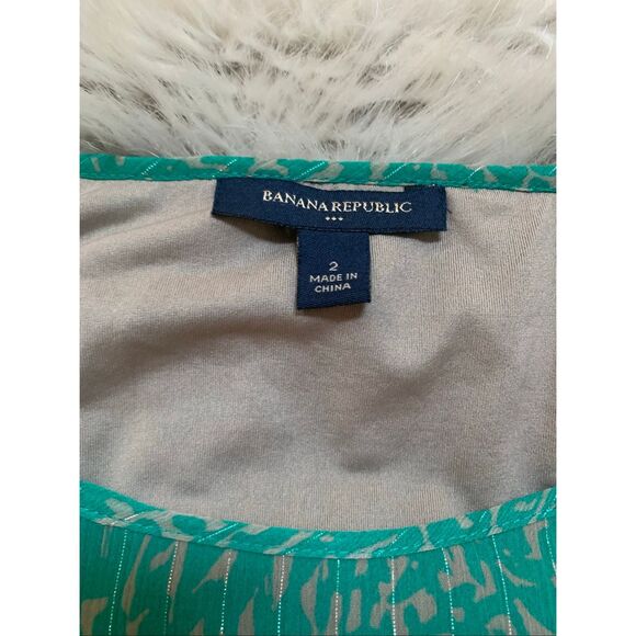 Banana Republic green and beige patterned dress Size 2 - Picture 3 of 8